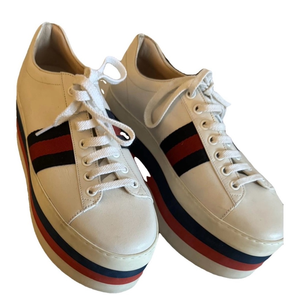 GUCCI LEATHER PLATFORM SNEAKERS. ***SOLD***